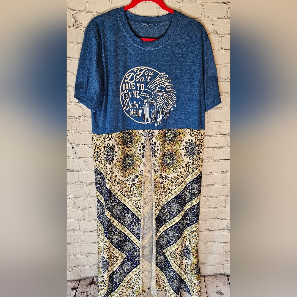 UPCYCLED Open Front Tee Maxi Duster OS